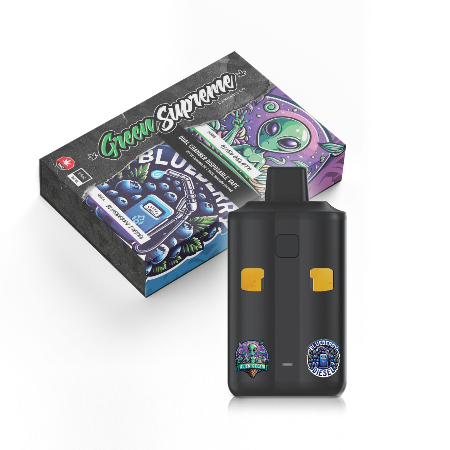 Green Supreme – Dual Chamber Disposable THC Vape Pen (6g) Online in Canada.  Free Gift | Top Quality Cannabis